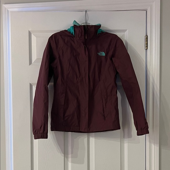 The North Face Jackets & Blazers - The North Face Burgundy Jacket with Turquoise Details